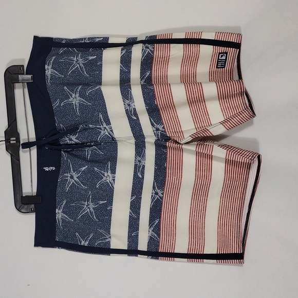 NWT Salt Life Navy Salty Honor Mens SLX-QD Vapor Stretch Swim Trunks Size 42 USA - Picture 1 of 10